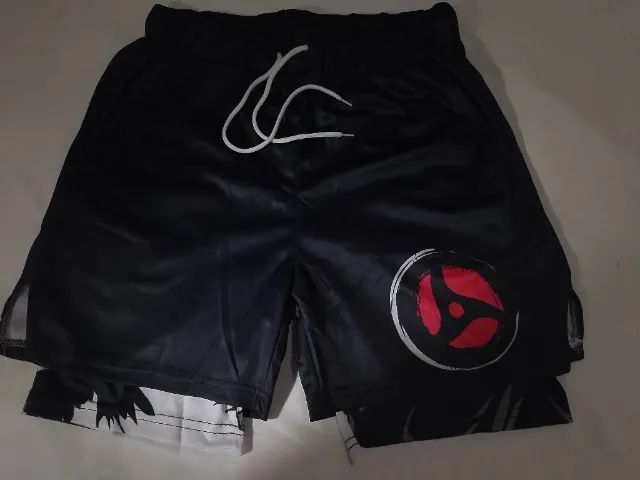 Shorts 2 em 1 duplos dry fit animes