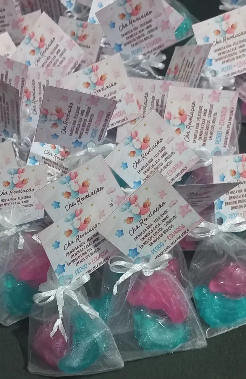 Lembrancinha chá revelação, chá de bebê, chá de fralda, saída maternidade 
