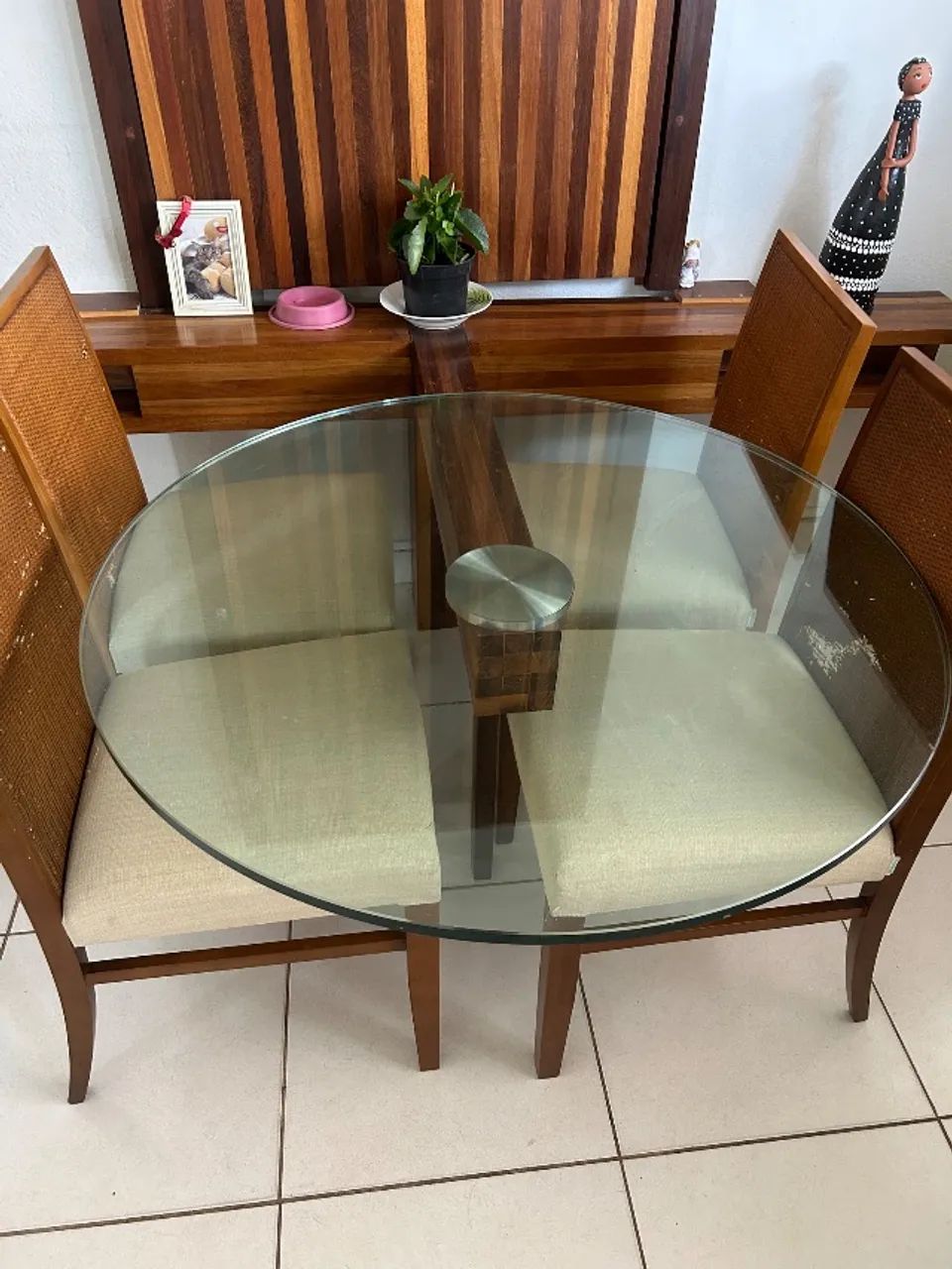 Mesa jantar de vidro redonda 