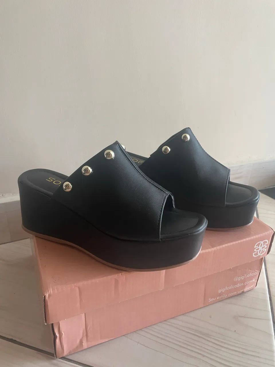 Anabela Preta 7cm