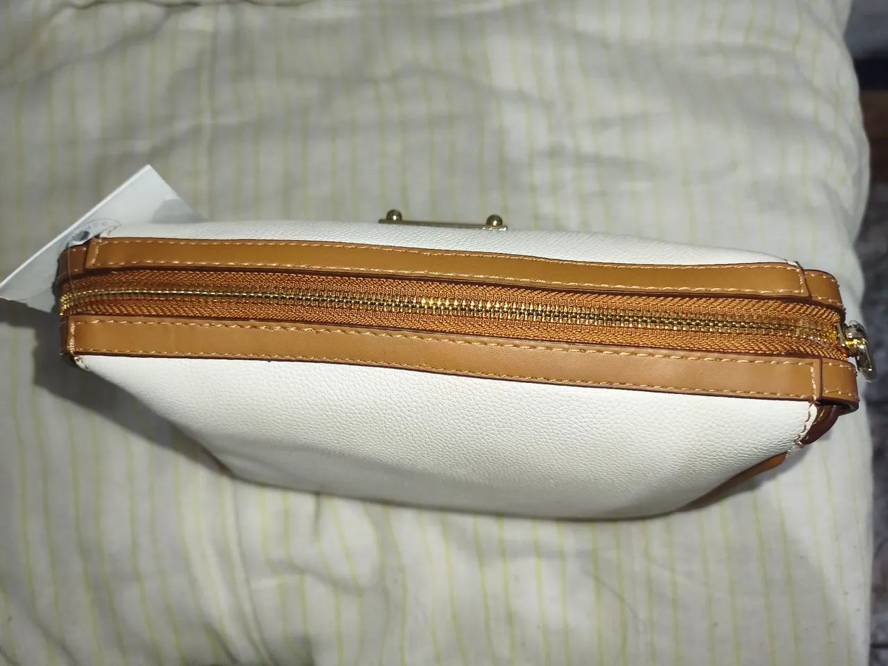 Bolsa Transversal Luz da Lua Couro Off-White - Foto 4