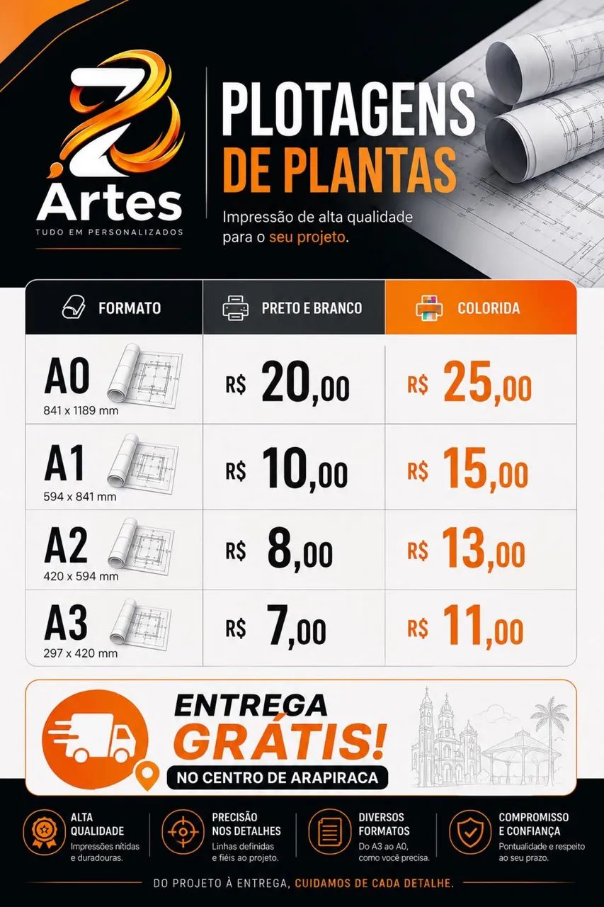 Plotagem de Plantas Arquitetônicas A0 a A4 | Entrega Rápida - Foto 2