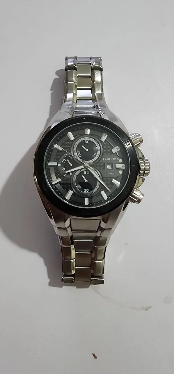 Relógio Technos Carbon prata e preto. - Foto 4