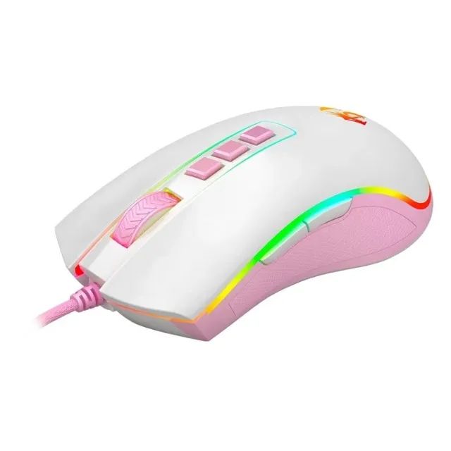 Mouse Redragon Cobra Branco e Rosa M711PW "Novo/Loja"