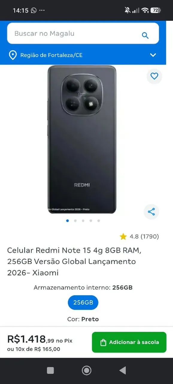 Celular redmi note 15 256 giga