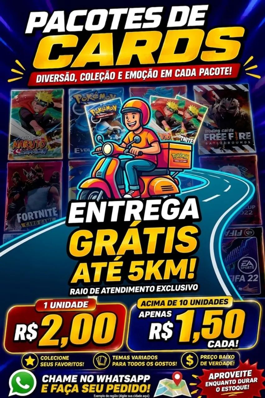 Pacotes de Cards / Figurinhas - Pokémon, Naruto, Free Fire, Roblox e mais! - Foto 3