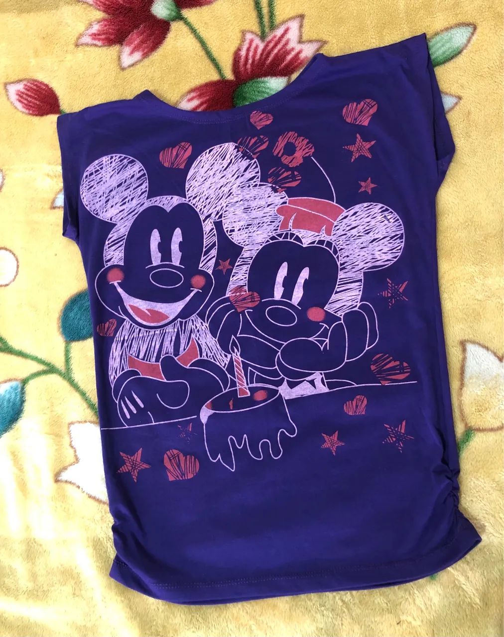 T-shirt de algodão estampa do Mickey e Minnie - Foto 3