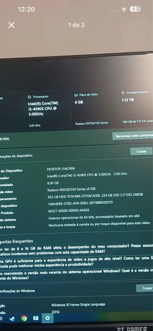 Pc completo i5 4*Ssd de 240gb