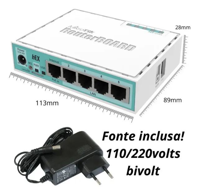 Roteador Mikrotik Routerboard Rb750gr3 Hex 10/100/1000 Mbps