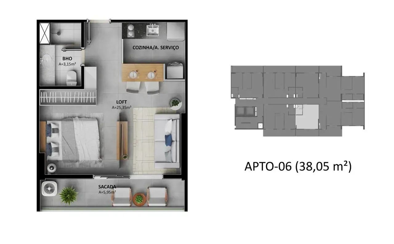 Inovar Residence - Studio com 38m2 - Prox. da praça Batista Campos - Foto 2