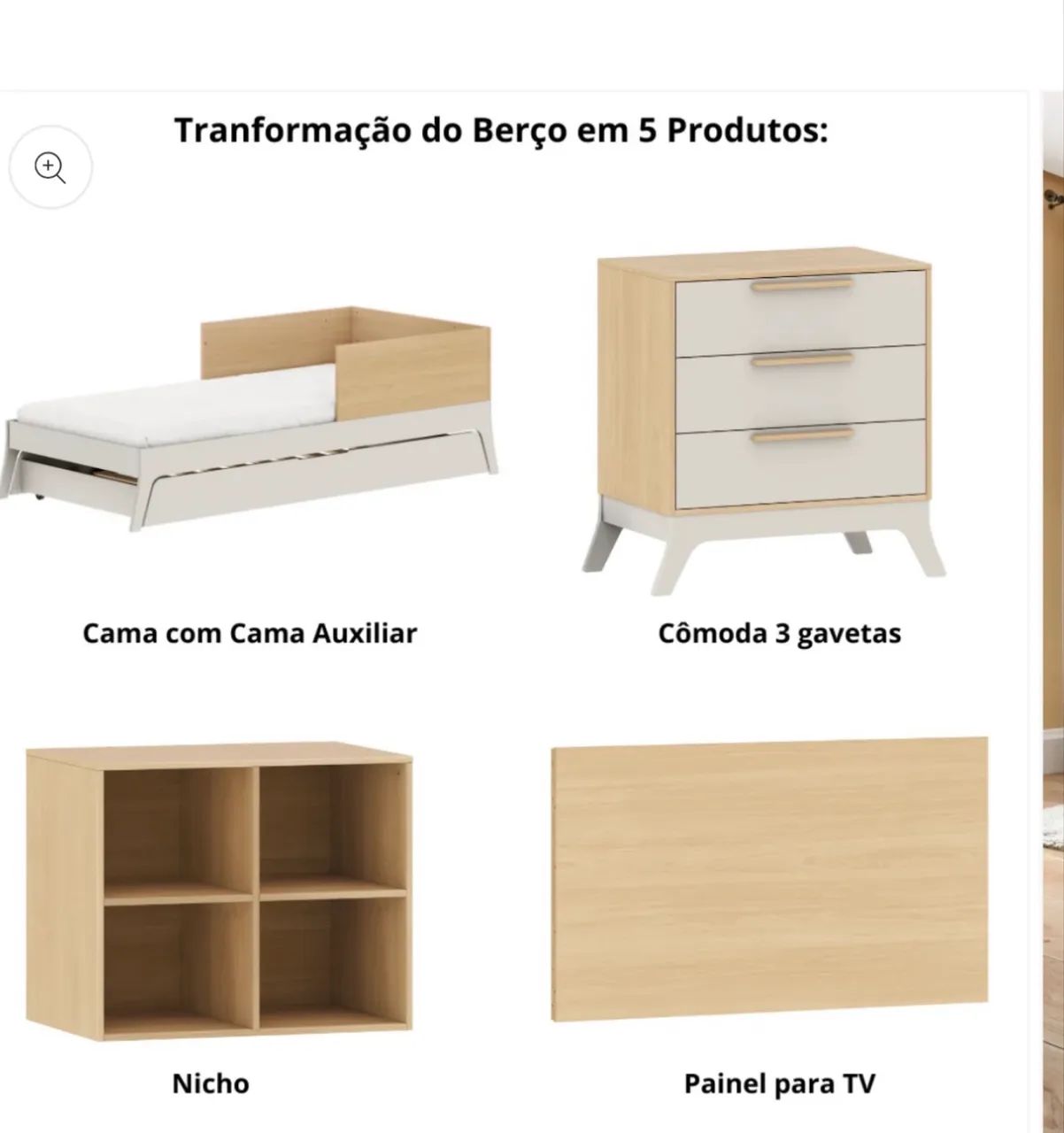 Berço Multifuncional 5 em 1 GrowUp usada  - Foto 4