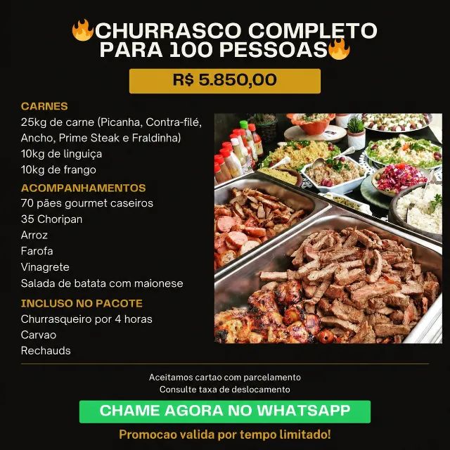 Kit Buffet de Churrasco Completo Com ou Sem Sobremesa - Foto 3