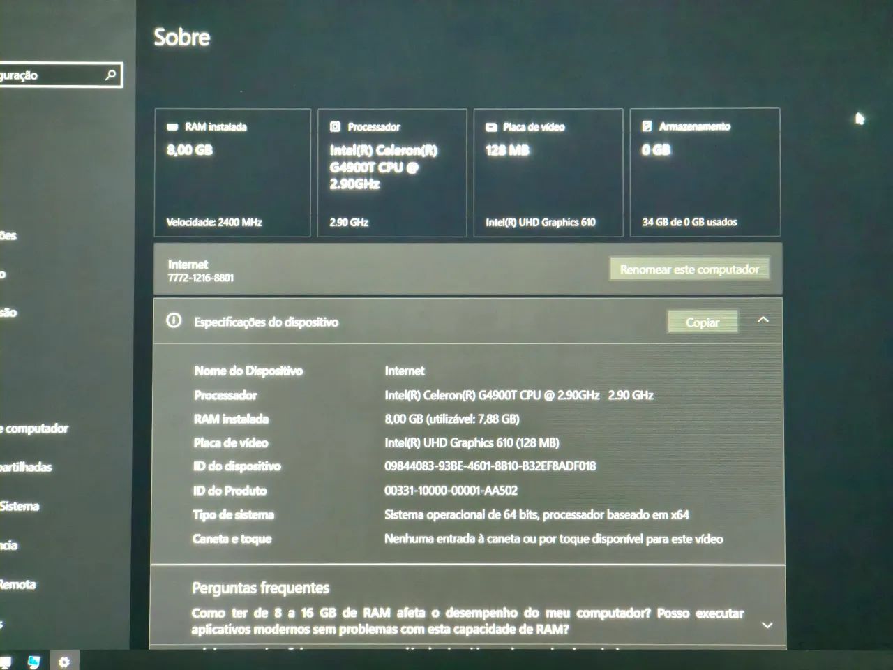 ? AIO Windows 10 2.90Ghz 8GB Ram 120 SSD 8GB RAM Touch-screen-Screen Dedicado - Foto 4