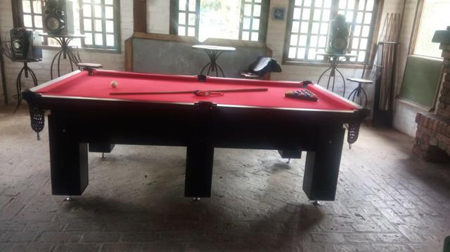Mesa Charme Frete Grátis Cor Preta Tecido Vermelho Mod. TZNK2609 - Foto 3