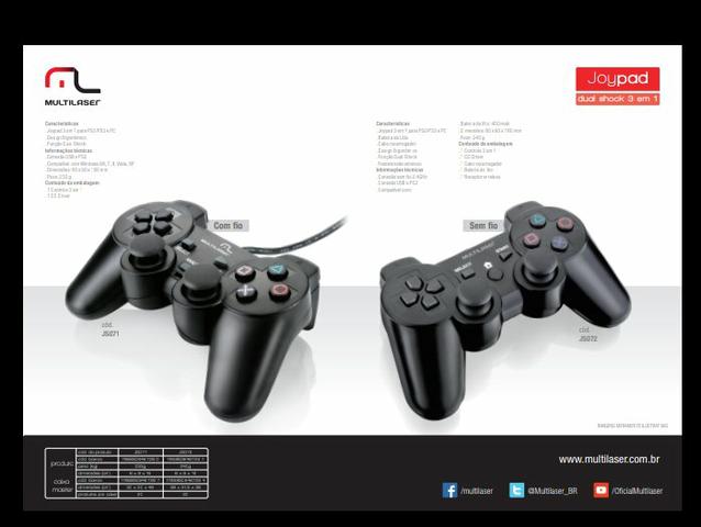 Controle 3 em 1 - PS3/PS2/PC - Multilaser Garantia 01 ano