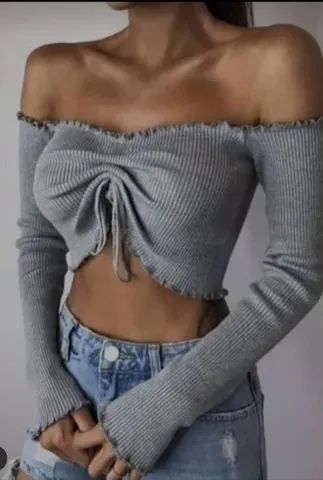 Cropped canelado manga longa - Foto 2