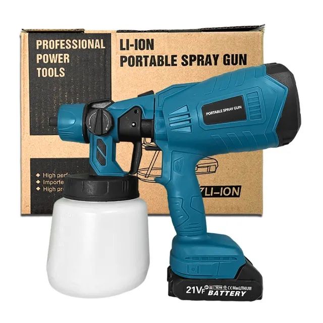 Pistola para Pintura Profissional com 3 Bicos e Bateria Extra Portátil Pulverizador Spray - Foto 2