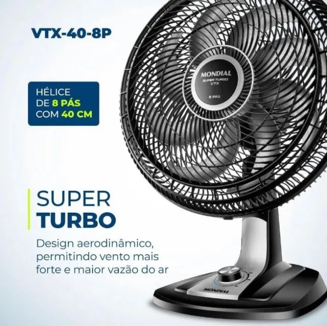 Ventilador Mondial Super Turbo 40cm, 8 pás. 3 Veloc. (20% Mais Vento)- 110V - Foto 2