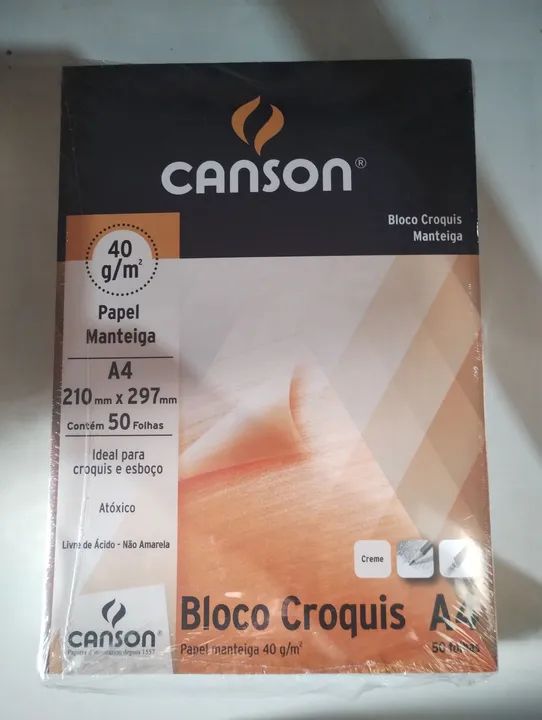 10 Bloco Croquis Manteiga Canson A4 40g/m² - 50 Folhas