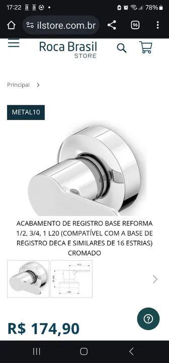 Acabamento registro L20 Roca - Foto 5