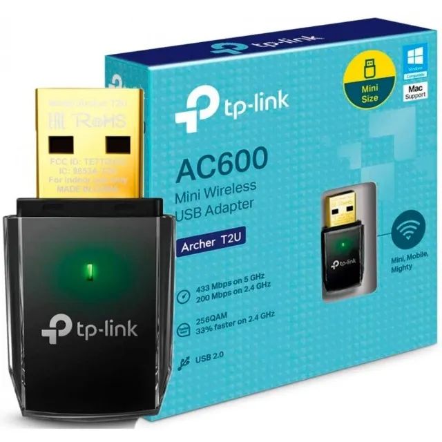 ADAPTADOR WIRELESS 433MB/S + 200/MBS TP-LINK AC600 T2U