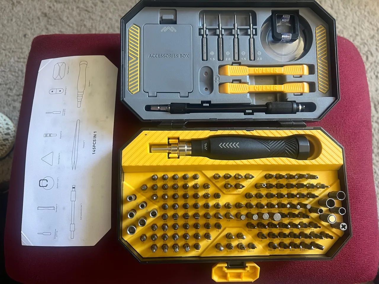 [novo] Kit Conjunto De Chave De Precisão Profissional 145pcs (Kit Amarelo ou Azul)