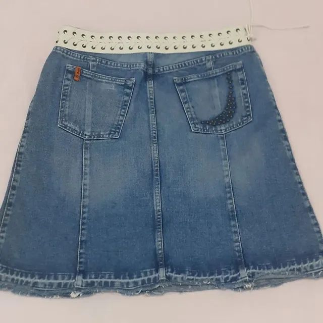 Saia Jeans Midi Marca Dopping Número 42 - Foto 5