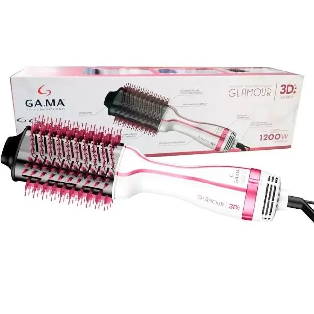 Escova Secadora Modeladora Gama Glamuor Pink Brush 3D 1200w 220v - Foto 3