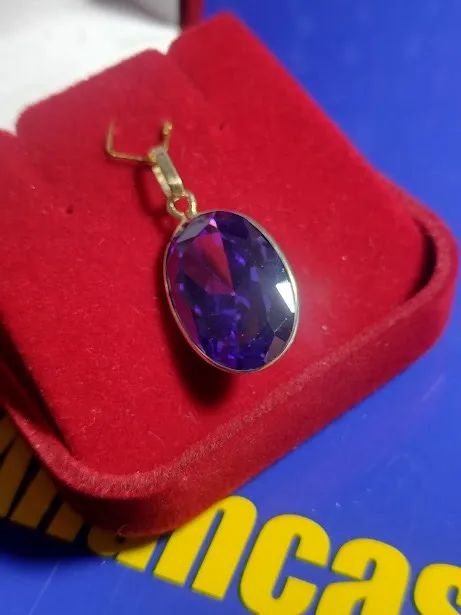 Pingente Pedra Zircônia Lilas Peso 4.30 Gramas 17 x 12 mm Ouro 18 kilates                  - Foto 5