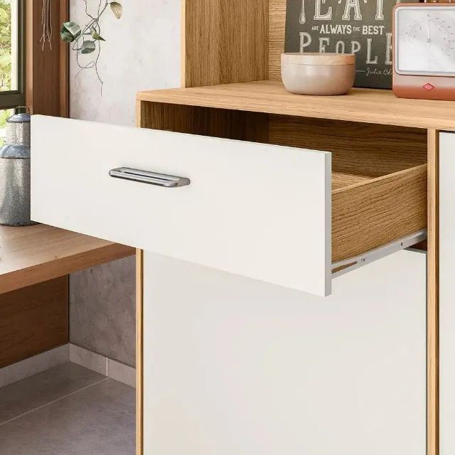 Armário organizador Combinação perfeita de cores Off White e amadeirado - Entrega Imediata - Foto 3