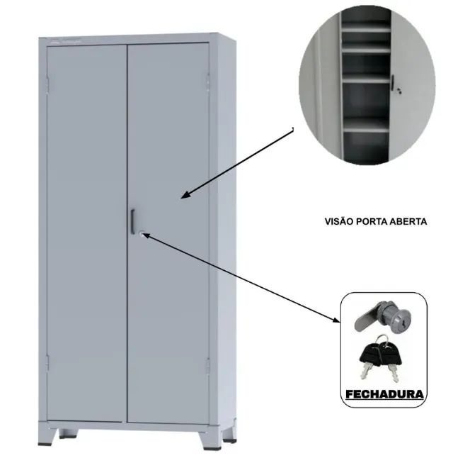 Armário de Aço c/ 02 portas 4 bandejas 30Kg - PA 90 - 1,90×0,90×0,40m (FAZEMOS ENTREGA  - Foto 3