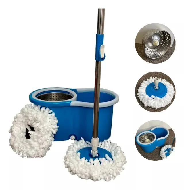 mop com balde aço inox 13l napoles 46x25x21,5cm namop456-azul