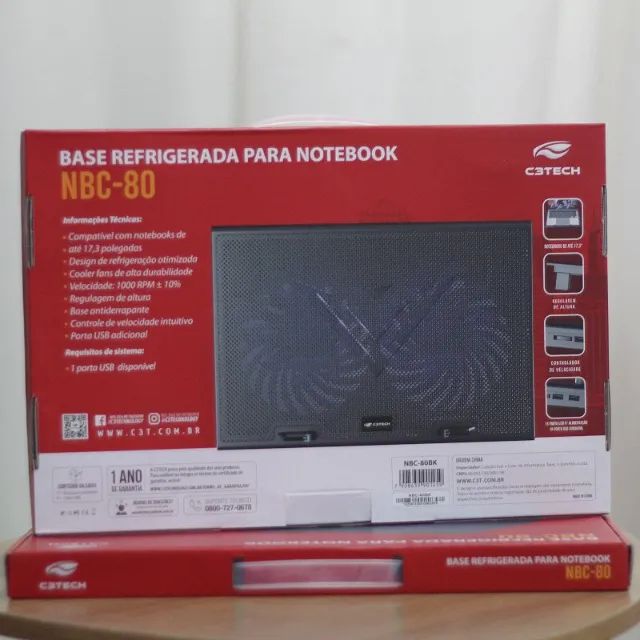 Base para notebook 17,3 polegadas 2 Fans 2 Níveis de Altura Led Azul C3Tech - Foto 2