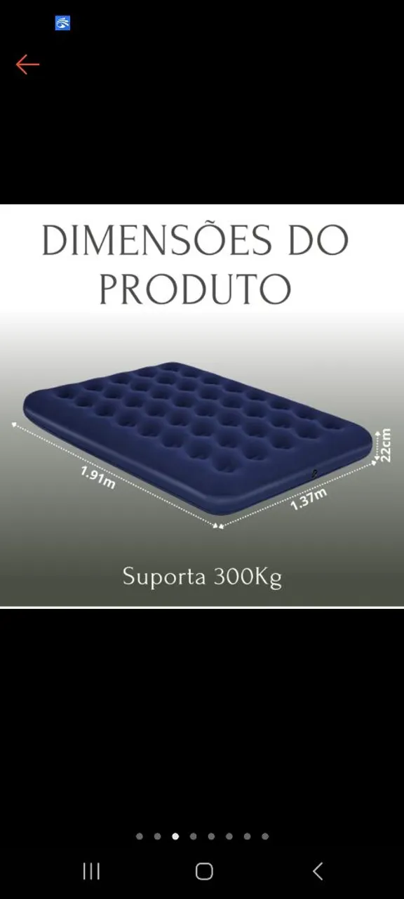 Cama inflável casal 1,91m x 1,37m suporta 300kg