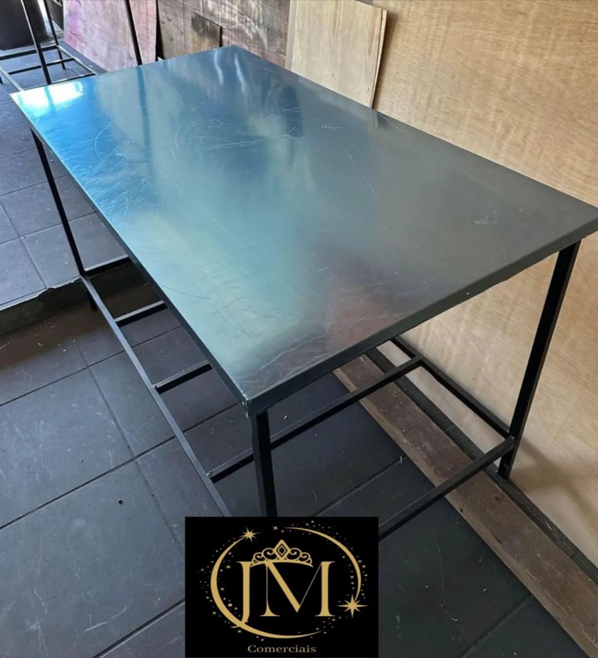 Mesa de aço com estrutura reforçada inox pronta entrega 
