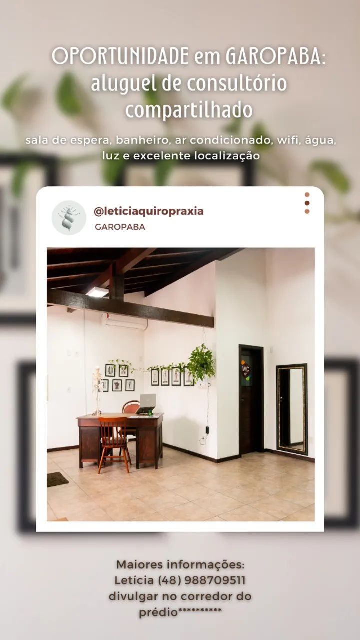 ALUGUEL DE SALA/CONSULTÓRIO EM GAROPABA