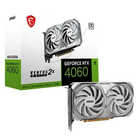 Placa de Vídeo MSI GeForce RTX 4060 Ventus 2X White 8GB GDDR6