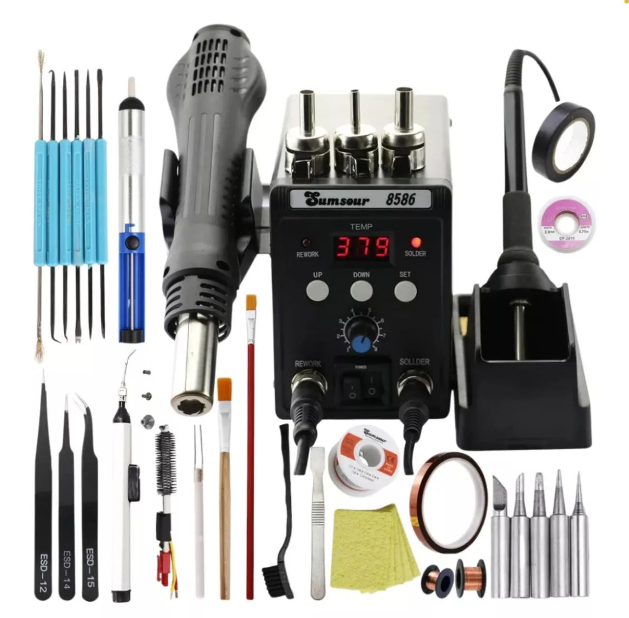 Kit Estação de Solda-soprador Digital 8586 completa - Foto 6