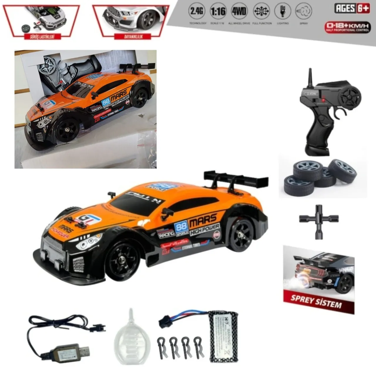 Carrinho RC de Drift 4x4 - Nissan Gt-r