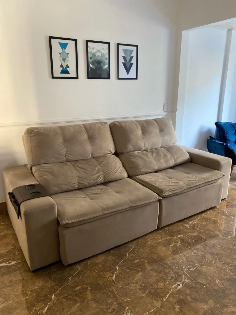 Sofá retrátil bege