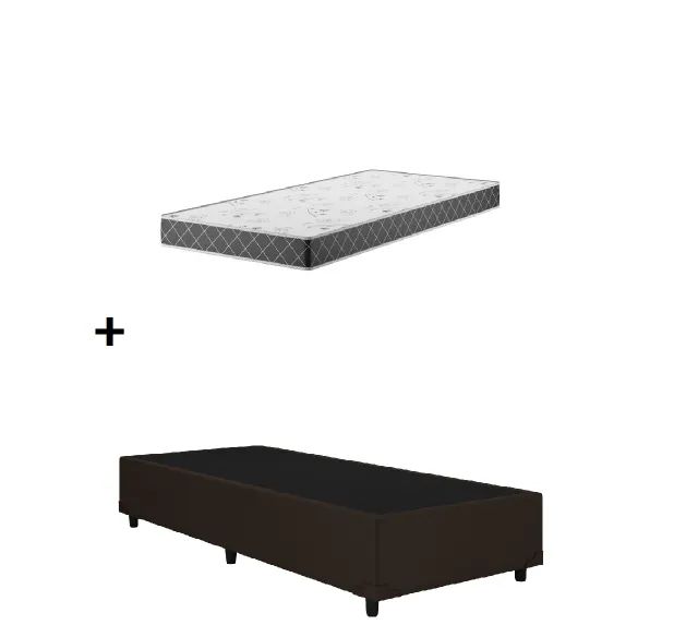Base Box Solteiro Marrom com Colchão Solteiro D20 Ortobom - Entrega Rápida! 