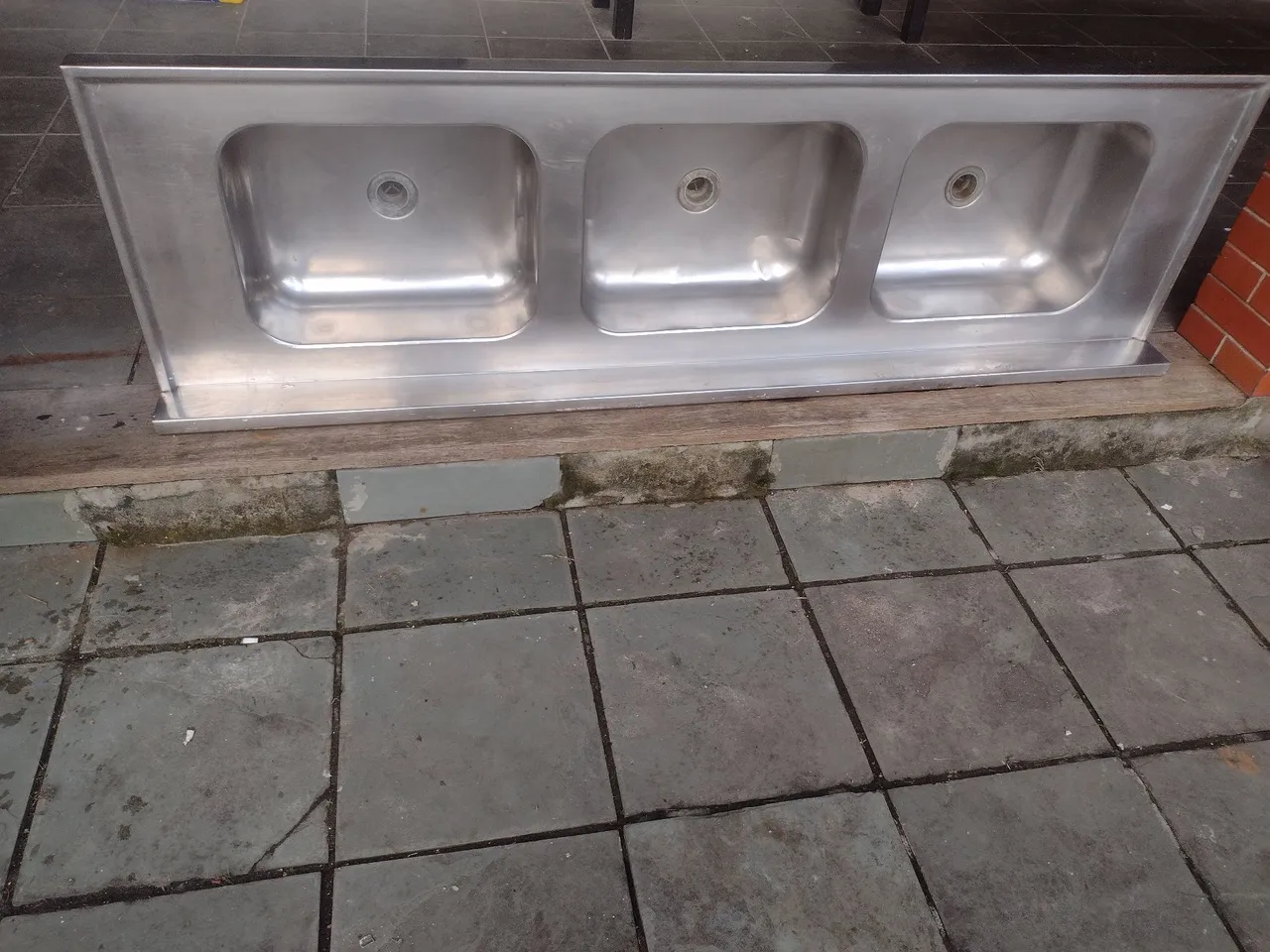 Cuba tripla inox para cozinha industrial