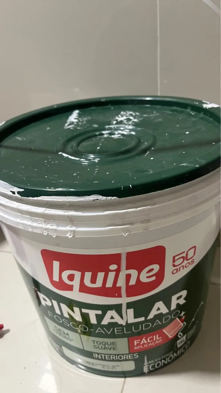 tinta branco neve, rolo e pincel