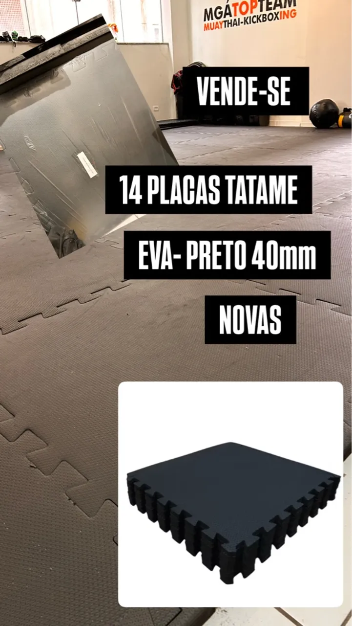 14 Placas Tatame EVA Preto 40mm - Novas