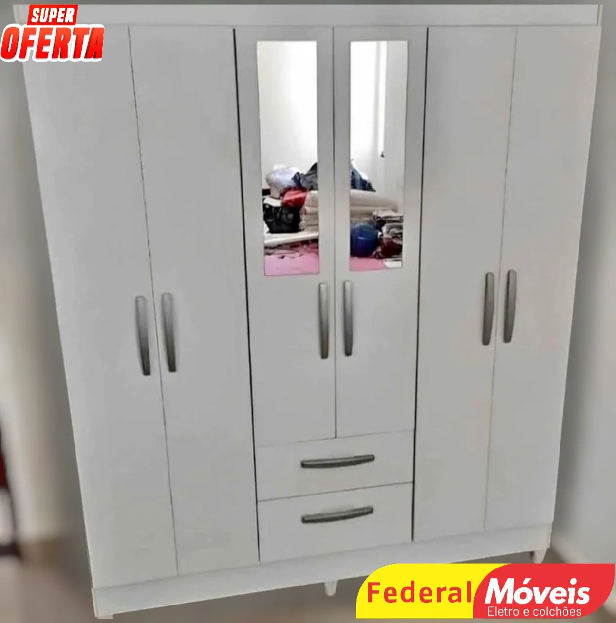 Guarda-Roupa Novo 6 portas com Espelho - Pronta Entrega!