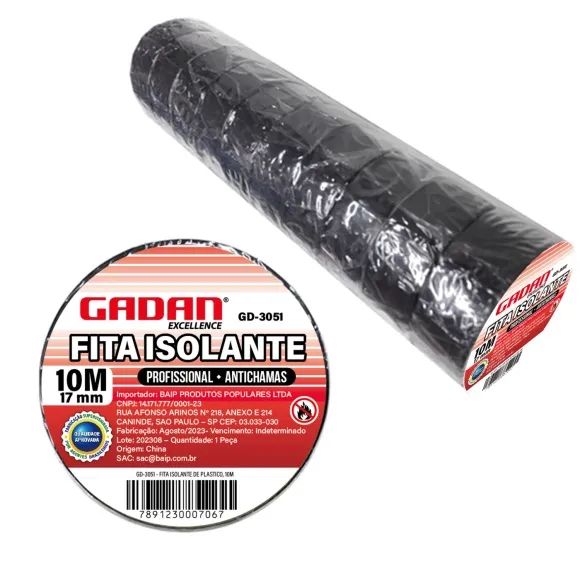 Fita Isolante Profissional 10m com 10 unidades 