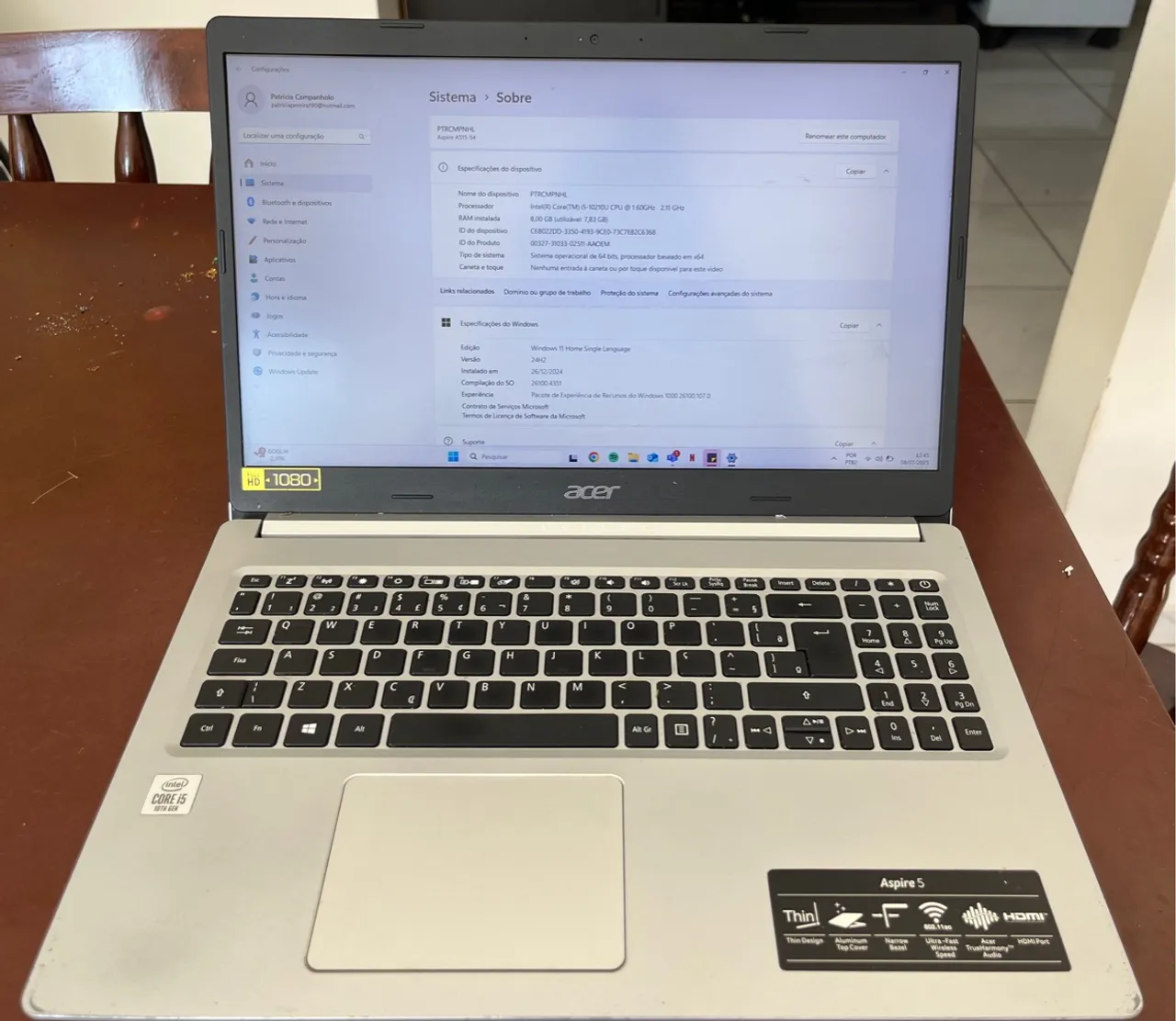 Notebook Acer Aspire 5 - Intel Core i5
