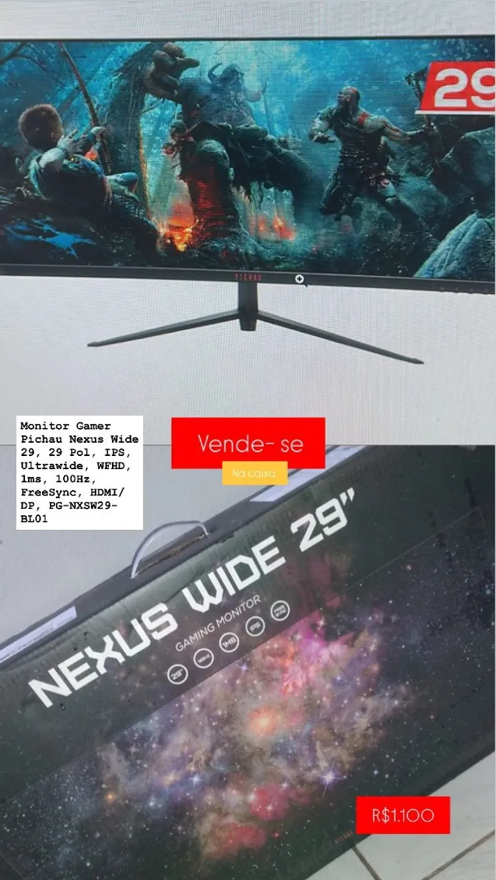Monitor Gamer Pichau Nexus Wide 29" 100Hz