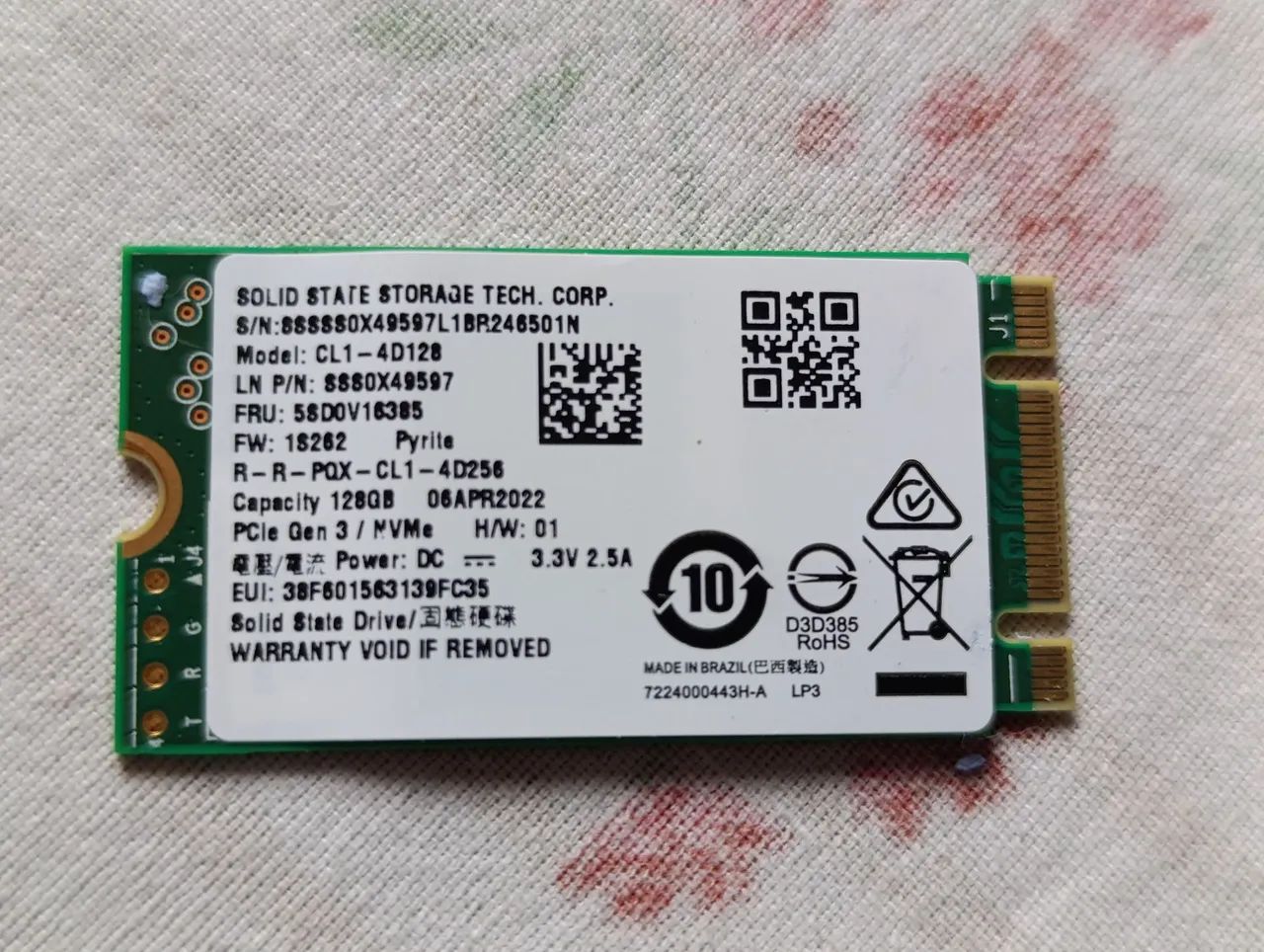 SSD 128GB PCIe Gen 3 NVMe