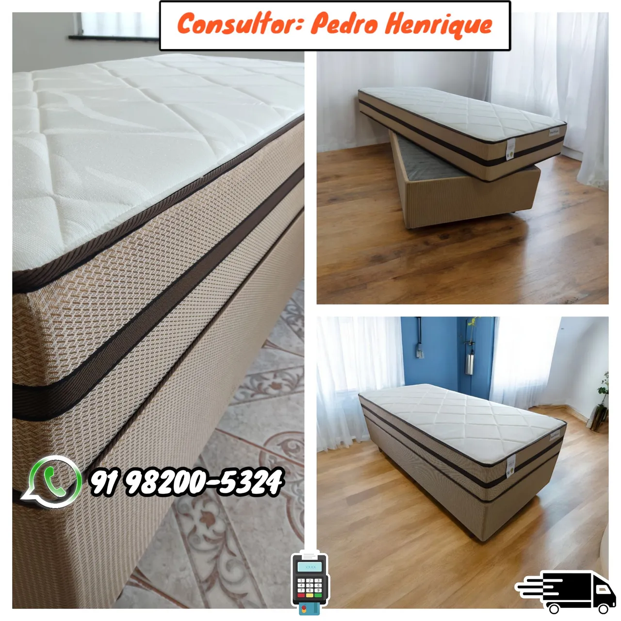 Cama Box Solteiro com molas ensacadas- Novo